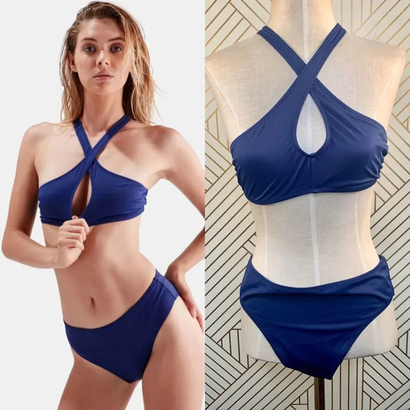 Solid & Striped The Marissa Two-Piece Bikini Blue‎ - Picture 1 of 10